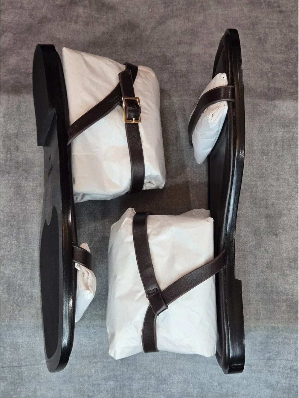 Quince Italian Leather Ankle Strap Flat Sandal - Coffee Bean - Women's 7.5 NEW